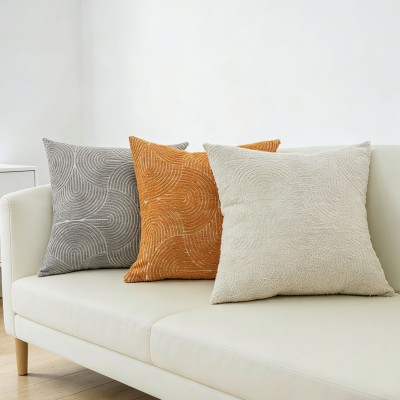 3D Arc Jacquard Throw Pillow for Sofa, Soft Colorful Decorative Cushion for Modern Home