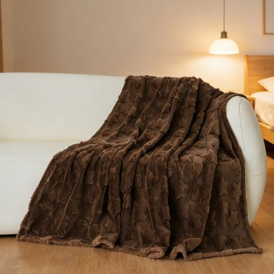 Rabbit Fleece Jacquard Nap Blanket, Air Condition Blanket, Portable Washable Sofa Throw Blanket