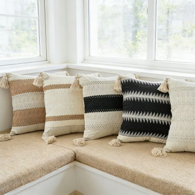 Mid-Century Poly-Cotton Throw Pillow & Cover, Decorative Cushion for Living Room Sofa, Nordic B&B Bed Pillow with Insert