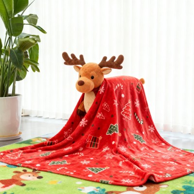 Christmas Thickened Flannel Blanket | Bright Red Mink Fleece & Coral Fleece Throw