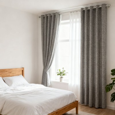 Minimalist Chenille Curtain Fabric - Solid Color Curtains for Living Room & Bedroom (Semi-Blackout)